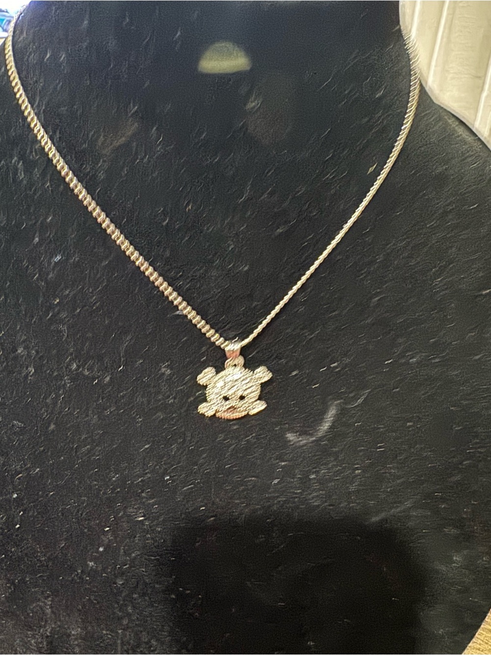 Gold Tone Teddy Bear Pendant Necklace